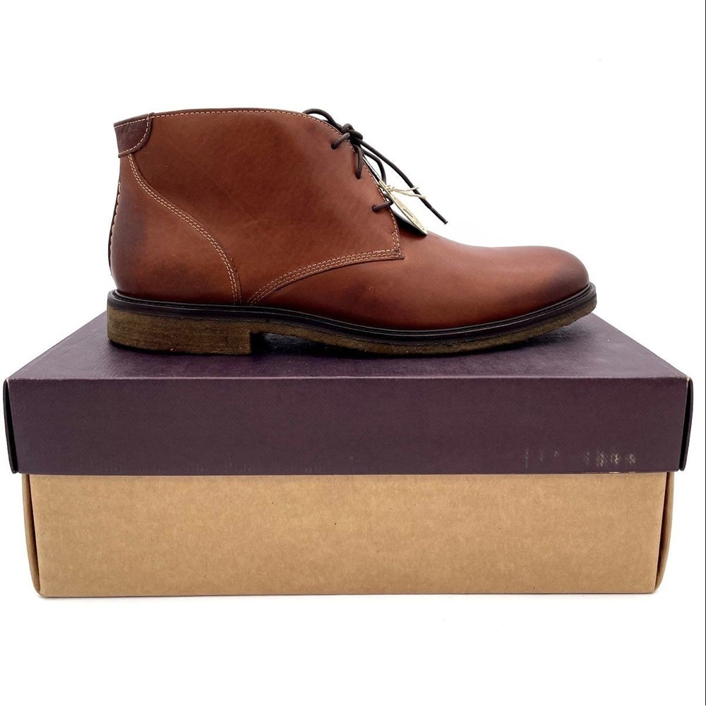 NWT Johnston & Murphy Men's Brown Leather Chukka Boots Size 10.5 M Genuine Crepe